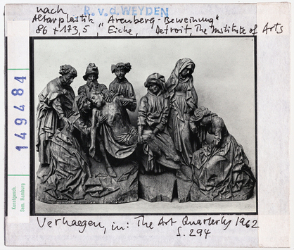 Vorschaubild Rogier van der Weyden (nach): Beweinung Christi, Arenberg-Altarplastik. Detroit, Institute of Arts 